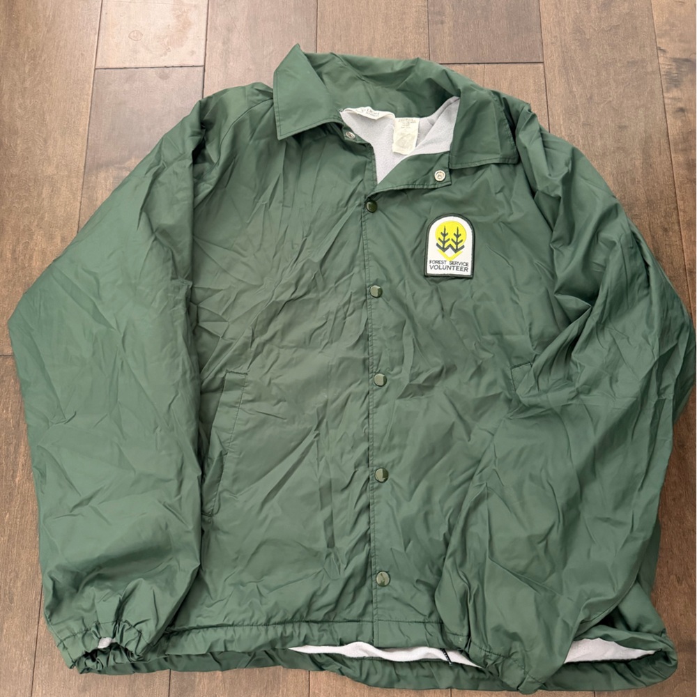 Lion Apparel Green Volunteer Windbreaker Snap Jacket Fleece Lined Large